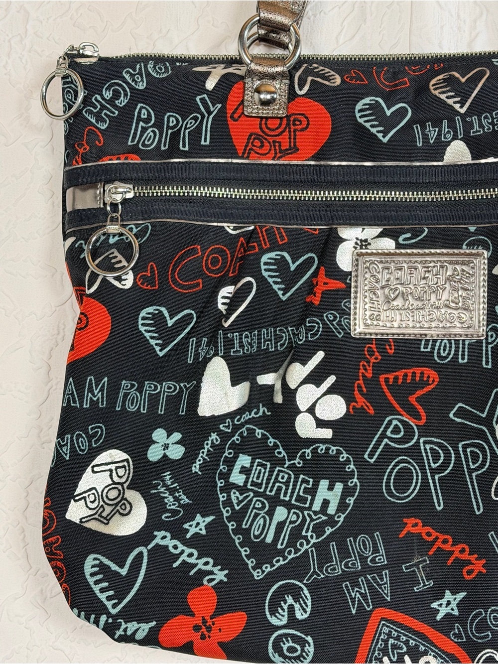 Coach Y2k Poppy Graffiti Heart Glam Tote - Gem
